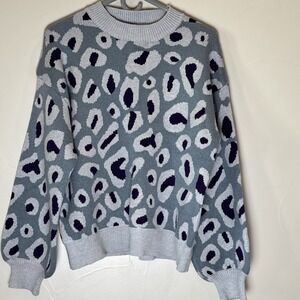 Women's Kindle Sweater Soft Viscose‎ Size M Boutique Leopard Blues